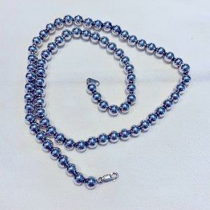 24” Sterling silver beaded necklace with lobster claw